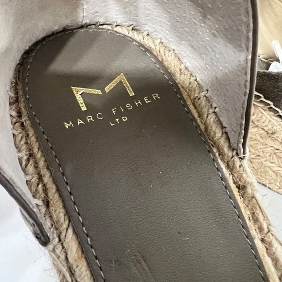 Marc Fisher Adalyn Espadrille Wedges Womens size 9.5M Taupe Leather Suede - Picture 8 of 10